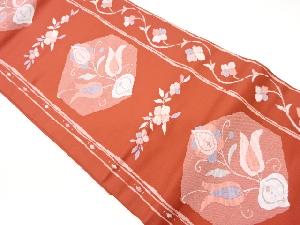 亀甲に花唐草模様織出し名古屋帯